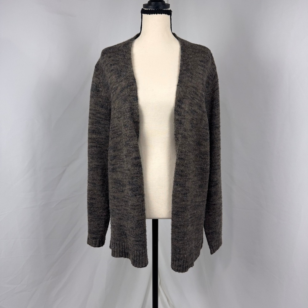 J. Jill Cardigan Women XL Brown Open Front Marled Knit Sweater